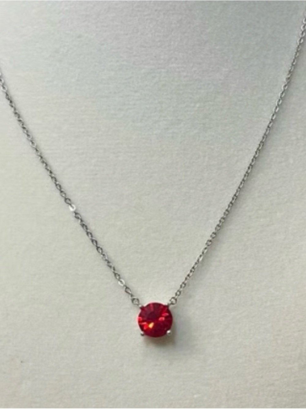 Park Lane Impression Red Crystal Solitaire Necklace Silver Setting Dainty Chain - Picture 9 of 9